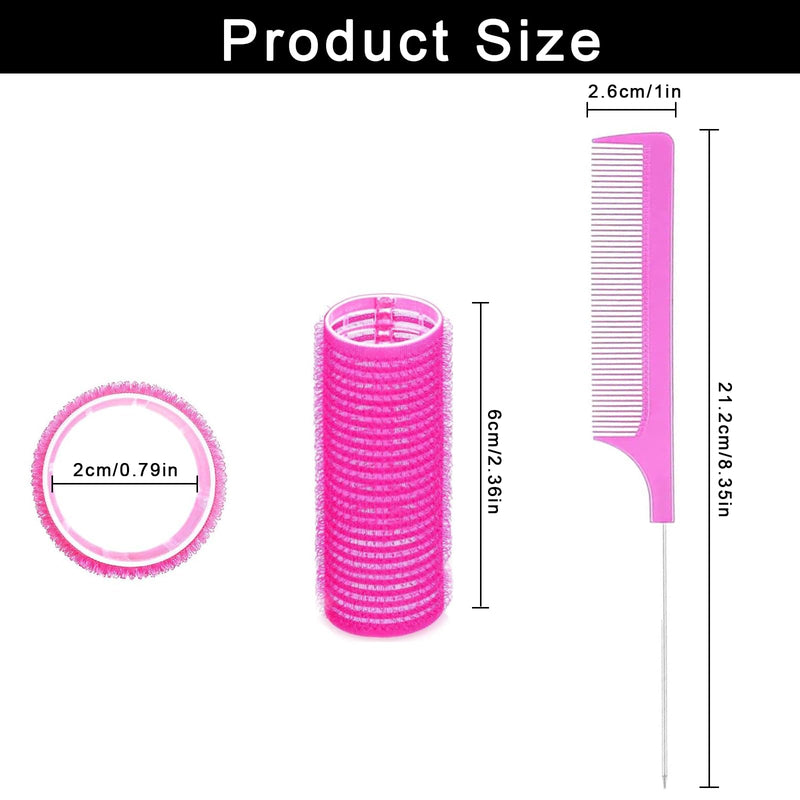 19 Pcs BMYUK Fashion Base Self Grip Small Hair Curlers with Small Comb Heatless Curler Pro Salon for Tight Curls & Waves Long Medium Short Hair