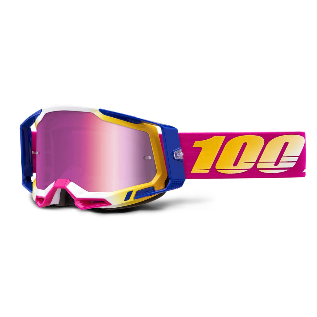 100% Racecraft 2 Mountain Bike & Motocross Goggles - MX and MTB Racing Protective Eyewear (Mission - Mirror Pink Lens) One Size Mission - Mirror Pink Lens