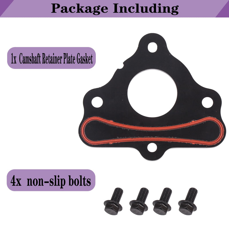 12589016 for GM 5.3 LS Engine Camshaft Retainer Plate Gasket&Bolt Kit 134-1003 Gen 3 4 5 Chevy LS1 LS2 LS3 LS6 LSX LQ4 LQ9 LM7 4.8 5.3 6.0 6.2L Vortec Corvette Cam B31822 551269 12556437.