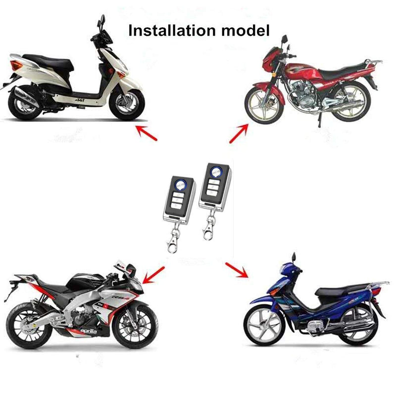 DC12V Motorcycle Anti-Theft Alarm Security System Remote Control Engine Start Bike Anti-Hijacking Cutting Off Remote Engine Start Arming Disarming