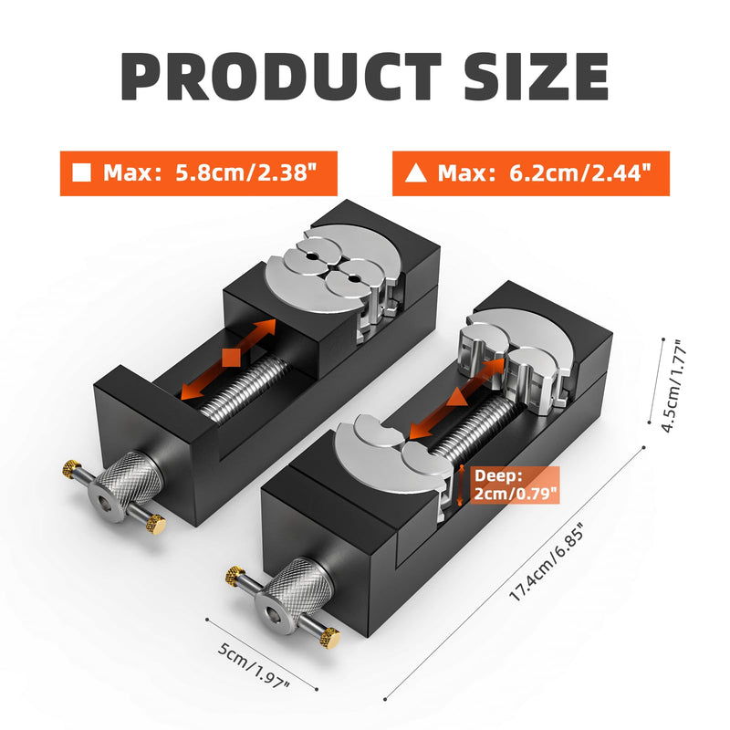Luvan Mini Drill Press Vise, Small Bench Vise Clamp for Any Shape 2.44" Jaw Opening Self-Adjusting Smart Fractal Vise, Precision Aluminum Hobby Mini Table Clamp for DIY,Crafts,Jewelry Making,Repair Mini Vise Clamp