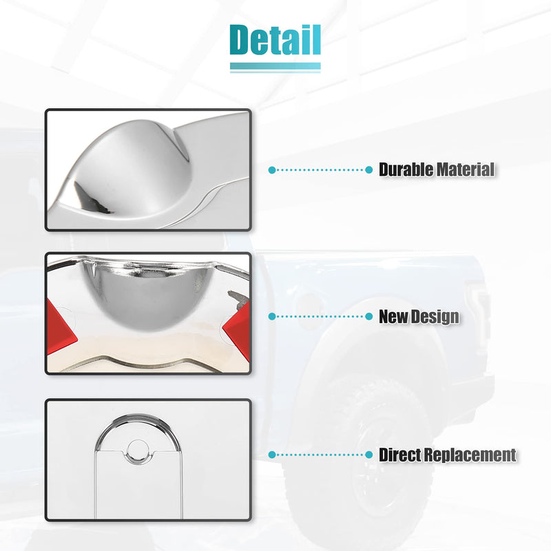 X AUTOHAUX Chrome Plated Fuel Tank Filler Cap Cover Decoration for GMC Sierra 3500 for Chevrolet Silverado Stick-on Gas Door Filler Cover Silver Tone