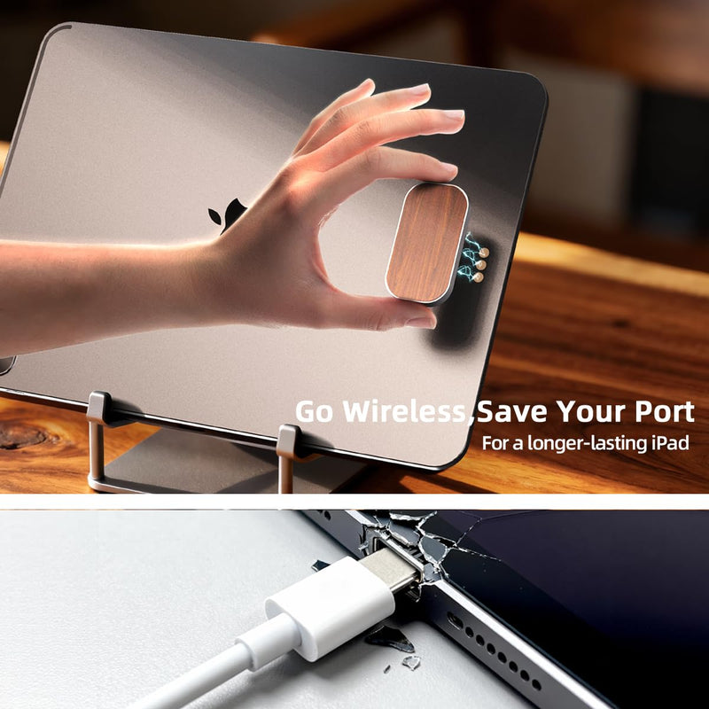 Magnetic Wireless Charger for iPad Pro 12.9inch(3rd/4th/5th/6th) & iPad Air 13 (M2/M3) ONLY, 18W Fast Charging Smart Connector Charger, Aluminum Alloy Wireless Charging Pad (12.9inch) 12.9inch Gen 3-6