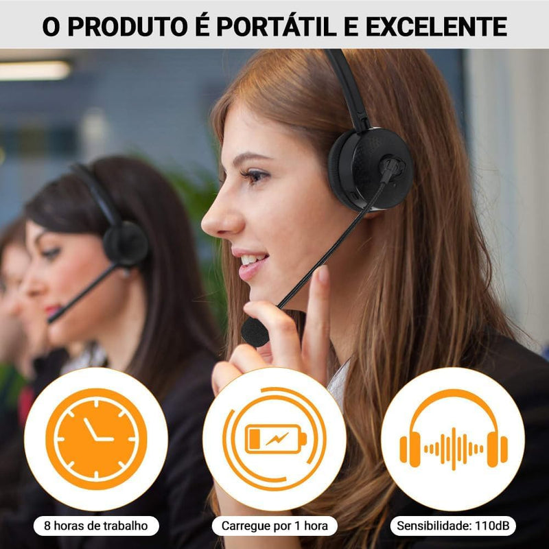 Bluetooth Headset with Mic, Wireless On Ear Headphones with Noise Cancelling Microphone for Trucker, Hand Free Wireless Headset for Cellphone