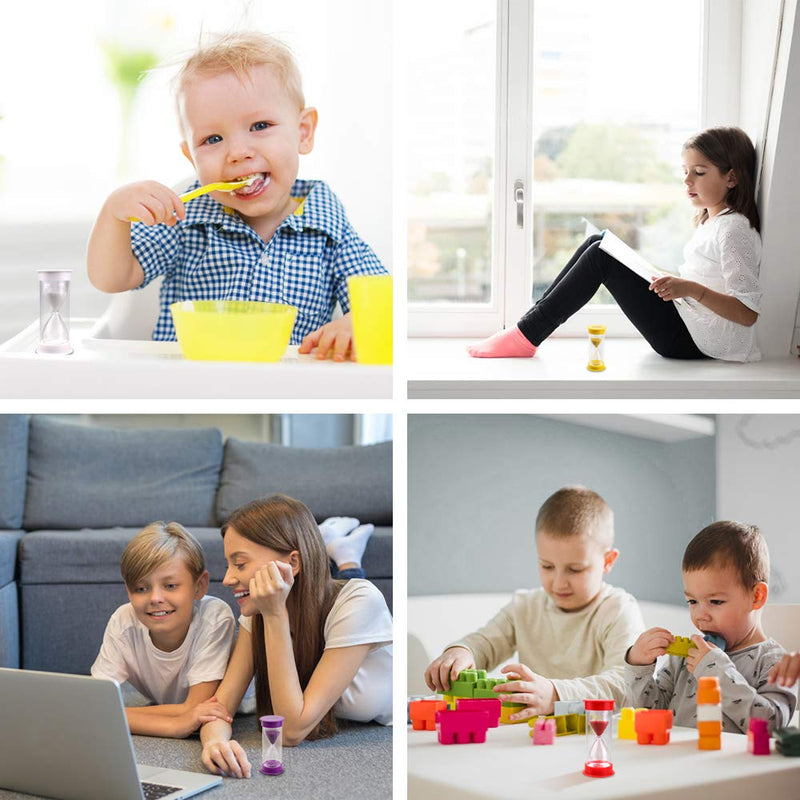 EMDMAK Sand Timer, Acrylic Hourglass Colorful Sandglass Timer 1 min/2 mins/3 mins/5 mins/10 mins/15 mins Sand Clock Timer for Games Classroom Home Office(Pack of 6) Small