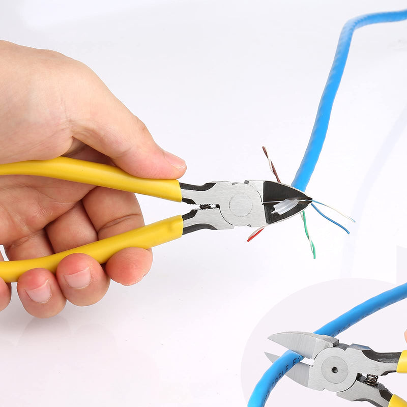 Solsop Pass Through RJ45 Crimp Tool Kit Ethernet Crimper CAT5 Cat5e Cat6 Crimping Tool Kit 6P/8P Crimper Set Yellow-A