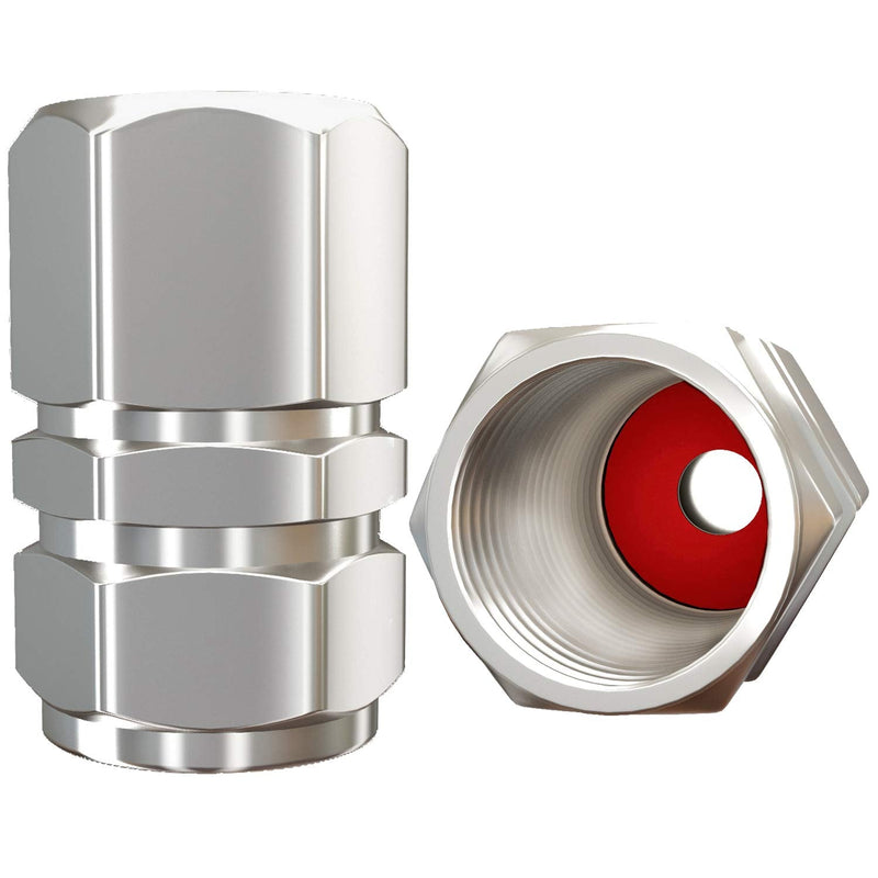 Tire Valve Caps (12 Pack) Heavy-Duty Stem Covers | Dust Proof, with O Rubber Seal | Hexagon Design | Outdoor, All-Weather, Leak-Proof Air Protection | Light-Weight Universal Aluminum Alloy (Silver)