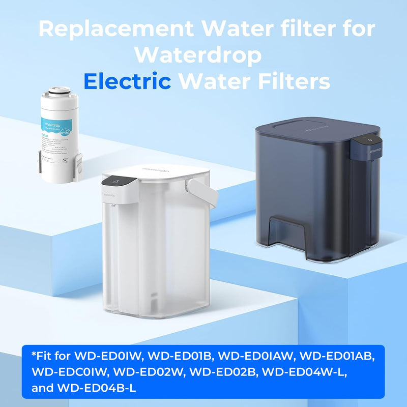 Waterdrop EDFA Alkaline Water Filter Replacement for Waterdrop ED01AW/ED01AB/ED01/ED02/ED04 Rechargeable Electric Pitcher, Improve PH, 3 Months or 200 Gallons, 3 Pack