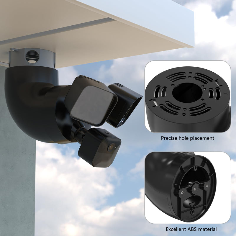 Eave Mount Compatible with R-ing Floodlight Cam Wired Pro/Plus ,WYZE Floodlight Camera v2 and Blink Wired Floodlight,REOLINK Elite Cameras, Plug-in Mount for Floodlight Cam Eave Bracket (Black) Black