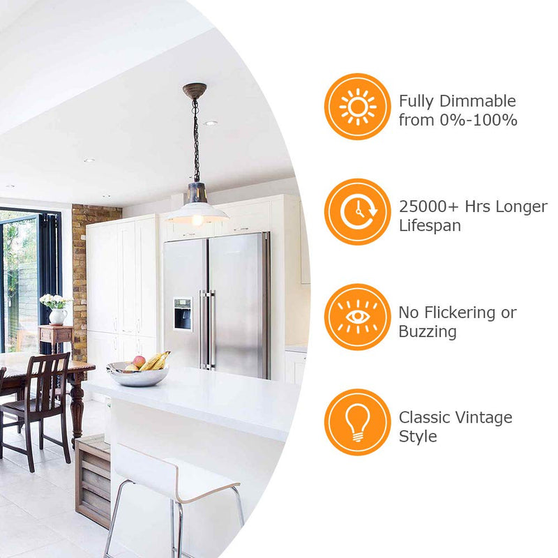 Vintage LED Dimmable Edison Light Bulbs 100W Incandescent Equivalent, 8W 1200Lumens, E26 Base LED Filament Bulb, 2700K Warm White, ST64/ST21 Antique Clear Glass for Home, Reading, Bathroom, 4-Pack Clear Warm White