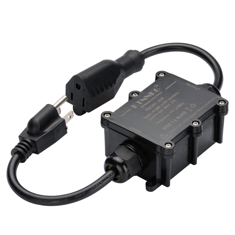 KTNNKG 20-30 amp Waterproof Remote Control Power Switch with Long Range Remote,Outdoor Weatherproof Smart Outlet,ac 90-250V