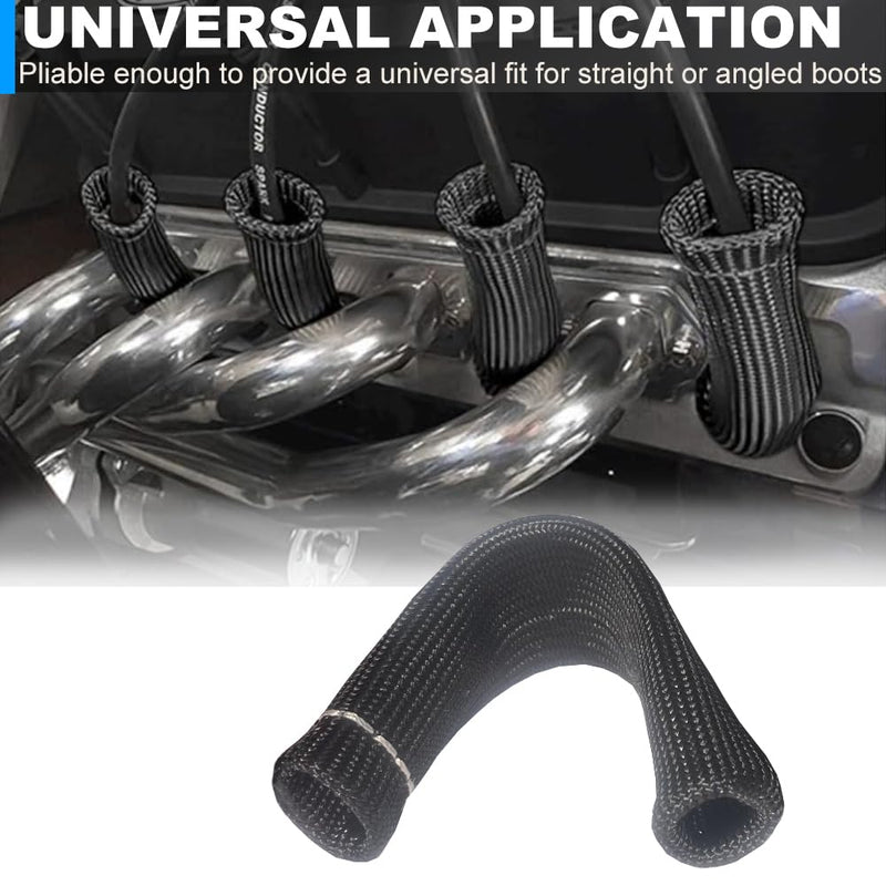 2500° Spark Plug Wire Heat Shield 8 PCS Spark Plug Heat Sleeve 6 Inches Spark Plug Wire Boots Protection Insulator Cover Wrap for LS1 / LS2 Sbc BBC 350 454 Car Truck, Black