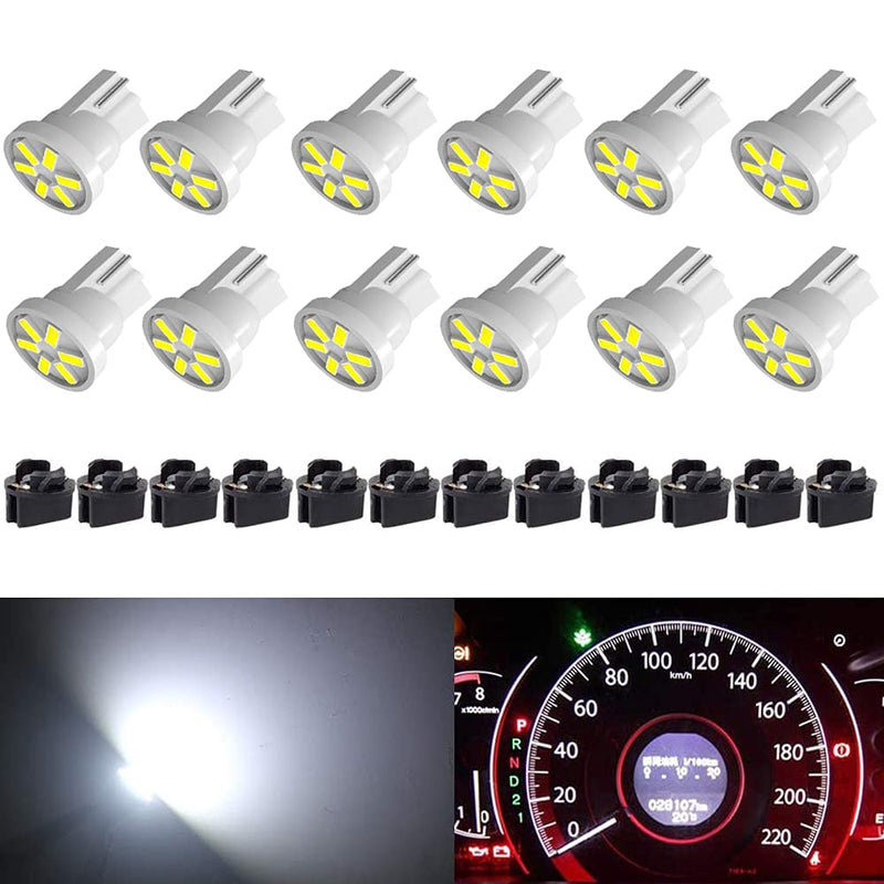 BlyilyB 12-Pack White T10 194 168 With Twist Lock Socket PC194 PC195 PC161 PC158 Dash Instrument LED Light Bulbs Bright Panel Gauge Cluster Dashboard LED Light Bulbs