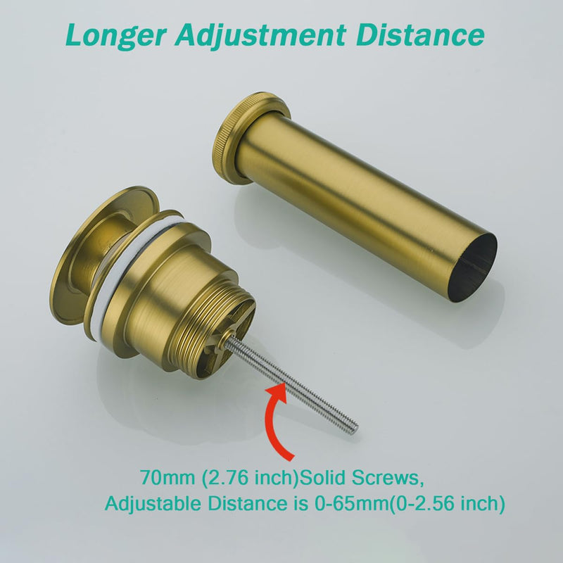 Bathroom Sink Drain With Overflow and Without Overflow Vessel Sink Lavatory Vanity Dual Use Pop Up Drain Stopper,All Metal Rustproof Brass and 304 Stainless Steel,Champagne Bronze Champagne Bronze