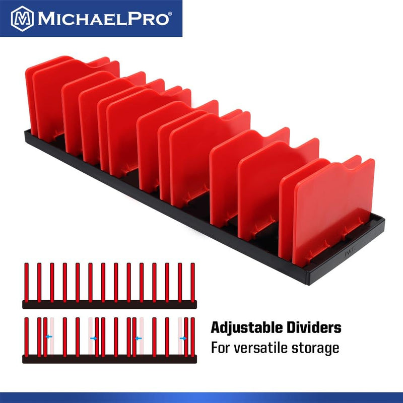 MichaelPro Adjustable Plier Organizer, 12-Slot Pliers Holder with Adjustable Dividers, Pliers Organizer Rack for Customizable Versatile Plier Set Storage, Fuel and Solvent Resistant Plier Rack