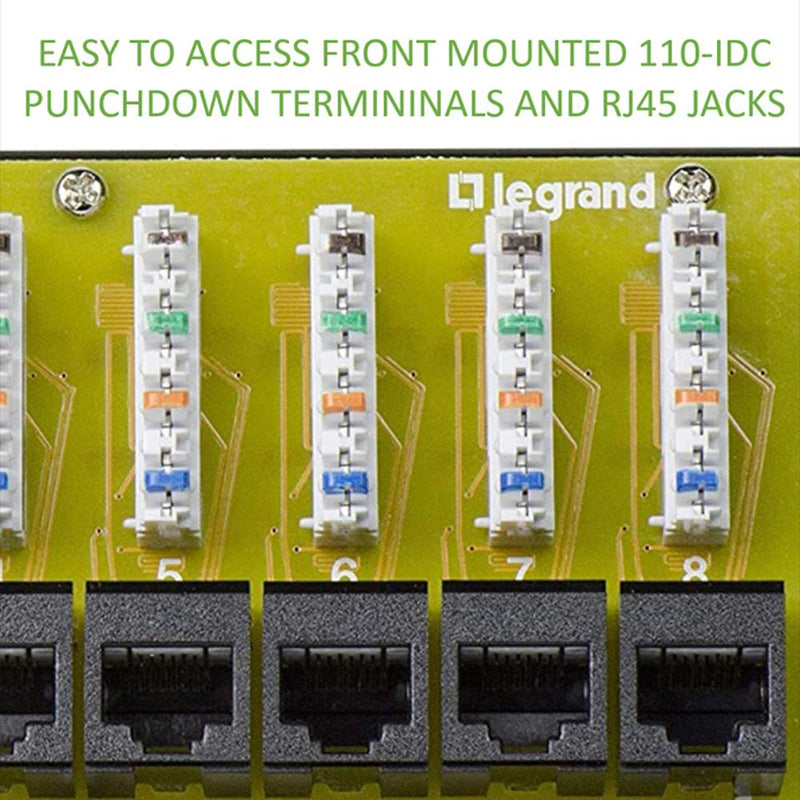 Legrand - OnQ Cat 6 Network Interface Module, Wifi Module with 8 Ports, Network Interface Module Cat6 Provides Connectivity to Ethernet Devices, Black, AC1068 8 Port