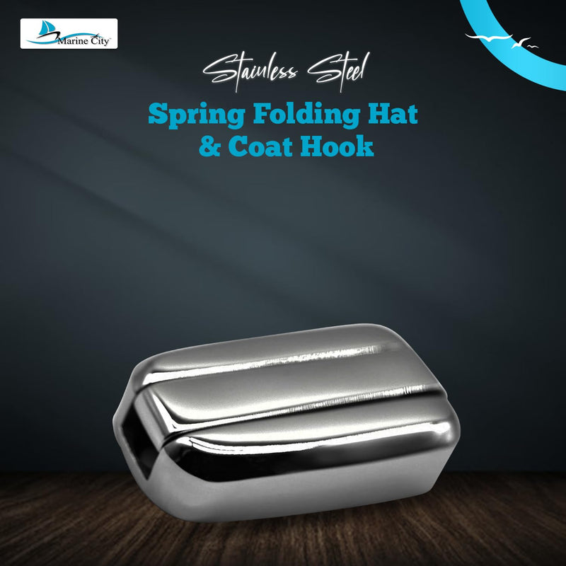 MARINE CITY 316 Stainless Steel Spring Folding Hat and Coat Hook - Strong, Durable, Foldable, Mirror Polished - Ideal for Boats, Yachts, Hardware Accessories