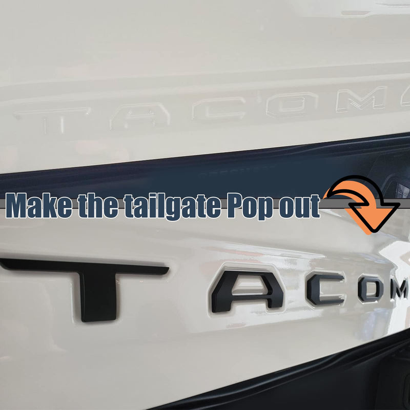 Pukonger Tailgate Insert Letters Compatible with 2016 2017 2018 2019 2020 2021 2022 2023 3D Emblems with Strong 3-m Adhesive Matte Black Small(For 2016-2023)