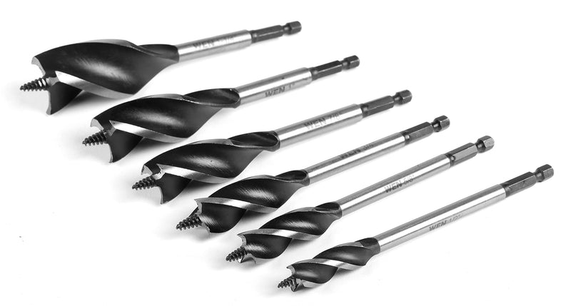 WEN DB613A 6-Piece Tri-Flute Auger Drill Bit Set with Carrying Case Auger Bit Set