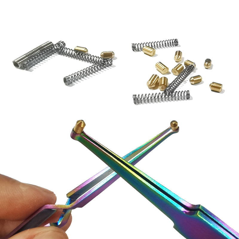 Lock Pin Tumbler Tweezers with Pin Groove Color Stainless Steel Reverse Action Tweezers for Lock Picking Pinning & Rekeying Tool Lock Pinning Cross Locking Tweezers(2Pcs) 2 Pcs Polychrome