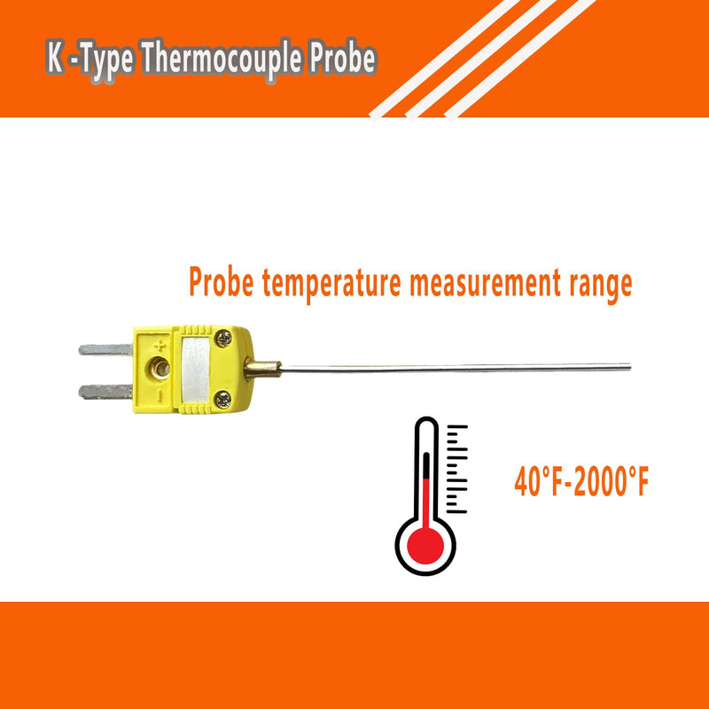 TL3161K Type K Thermocouple Diameter: 0.06 inches Length: 4 inches Measurement Range: 40°F - 2000°F 2 Pieces