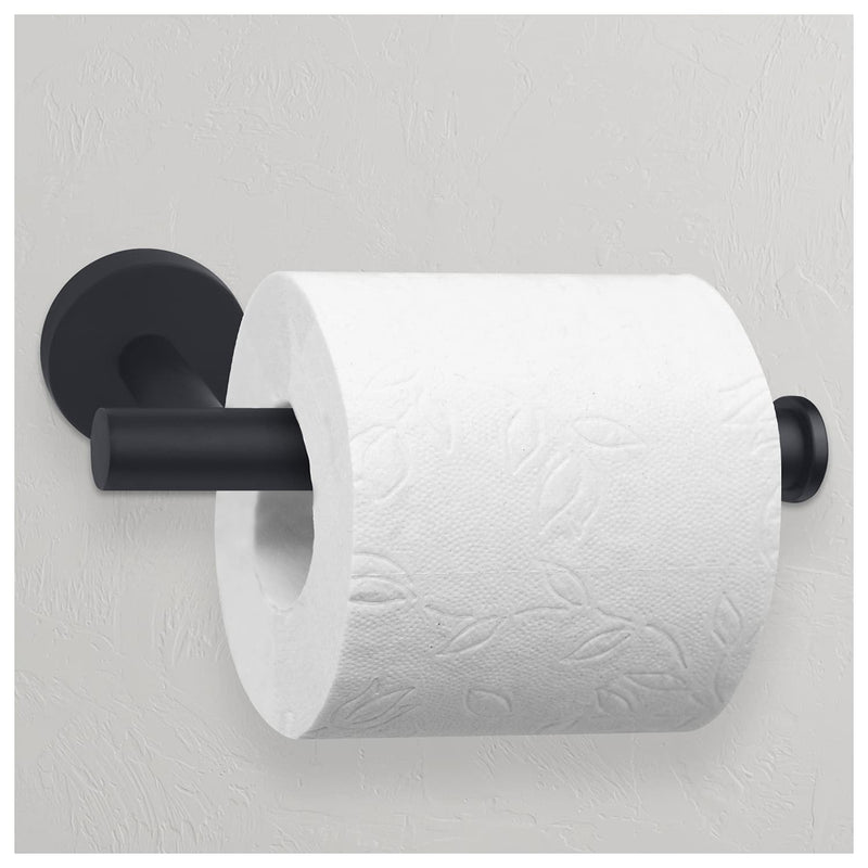 Nuk3y Luna Modern Round 4 Piece Bathroom Hardware Towel Bar Accessory Set (24"" Set, Matte Black) "24"" Set"