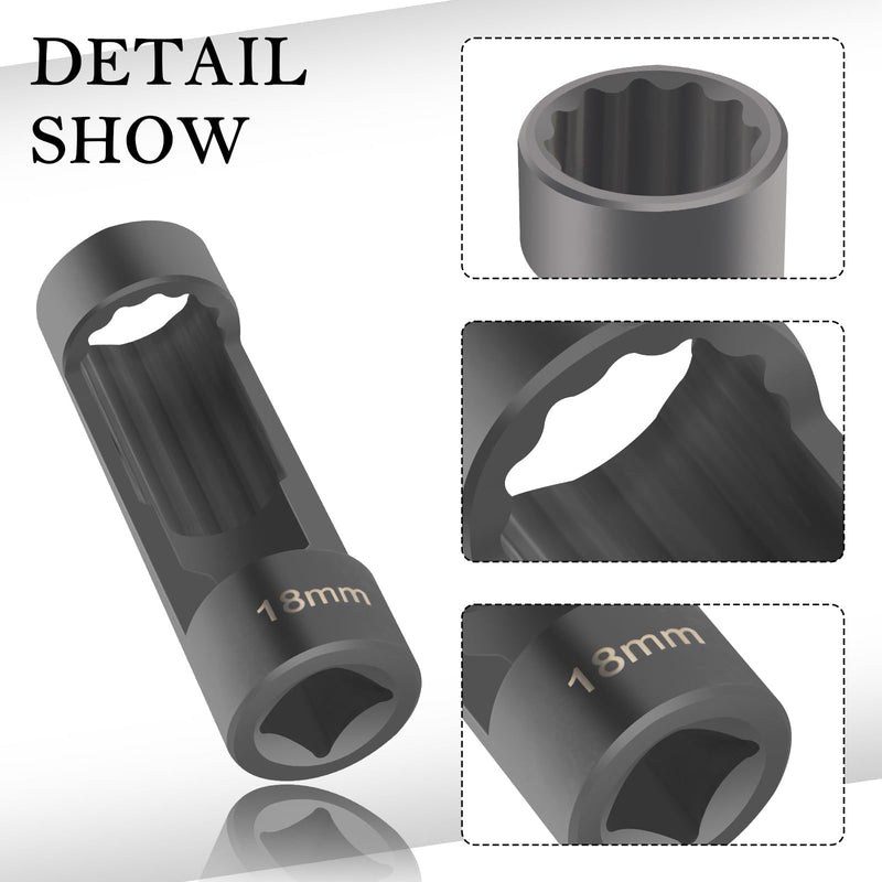 18mm Shock Absorber Socket for Removal of Shock Absorbers Nut,Strut Nut Socket with 12 Point 1/2" Drive Compatible with Cars,SUVs,Trucks,Portability Suspension Tools Strut Sockets