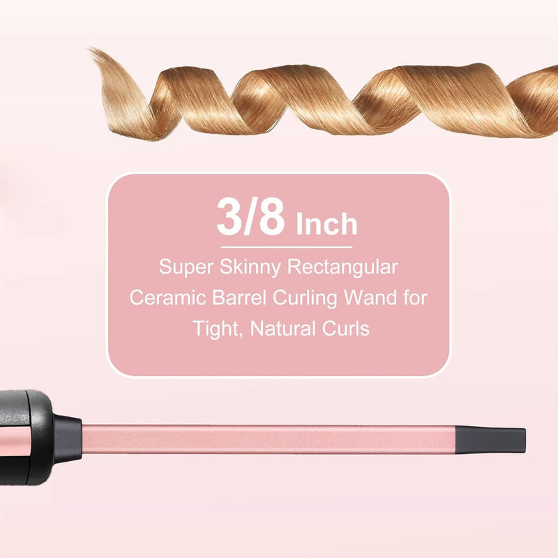  [AUSTRALIA] - UNOBEY Curling Wand 9mm, Thin Curling Iron Small Tight Curls | Ultra Skinny Ceramic Barrel Hair Curler Long Lasting Curls for Long & Short Hair with Glove, Dual Voltage 0.95 cm x 0.95 cm
