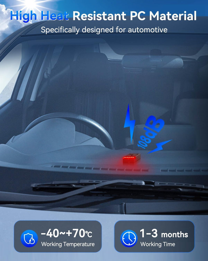 Car Alarm Anti Theft Device, 108 dB Car Audible and Visual Alarm, Magnetic Vibration Alarms System with Remote Control, High-Temperature-Resistant, Suitable for RVs, SUVs, Trucks Etc (2 Alarms)
