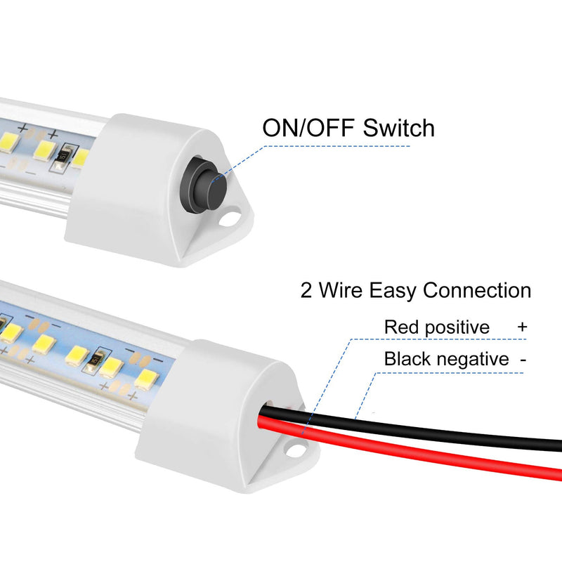 12v LED Interior Light Bar, DC 12 Volt led Strip Lights with Switch and Magnets, 6500K White Light for Enclosed Cargo Trailer Car RV Van Truck Lorry Cabinet Camper Boat Caravan Motorhome 8P 8 P