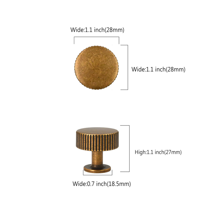 Asidrama 10 Pack Antique Brass Kitchen Cabinet Knobs Cabinet Hardware Zinc Knobs for Dresser Drawers Single Hole Knob