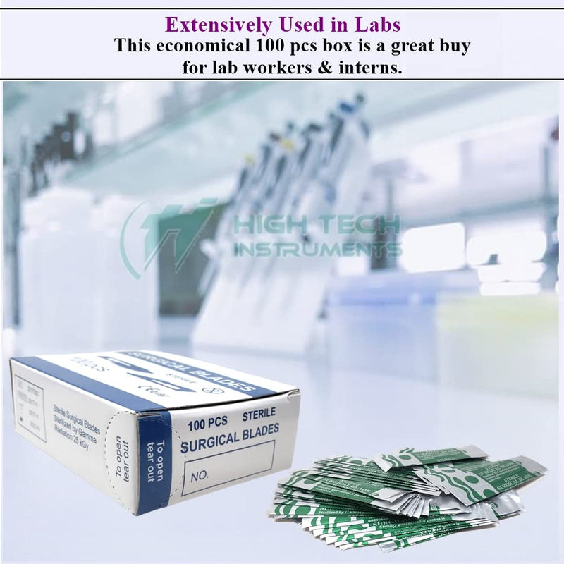 Box of 100 Scalpel Sterile Blades Carbon Steel Individually Foil Wrapped (Blade #11) Blade #11