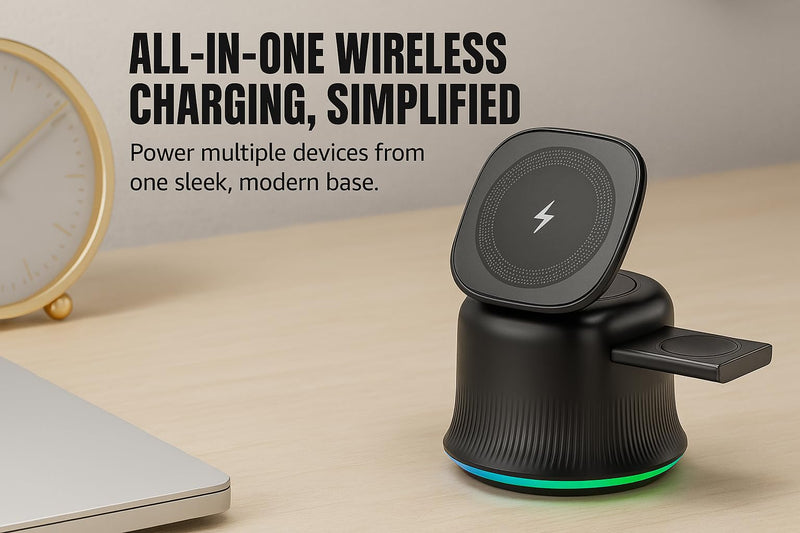 3 in 1 Wireless Charging Station for Apple MagSafe Charger, 15W Fast Magnetic MagSafe Charger Stand for iPhone 17 16 15 14 13 12 Apple Watch AirPods Series, Gifts for Men