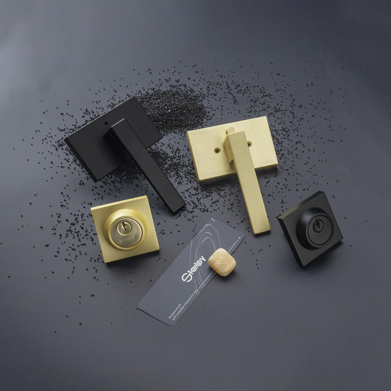 Exterior Door Lock Set with Deadbolt,Black Door Handle with Lock,Heavy Duty Front Door Lock 1 Deadbolt Combo Black