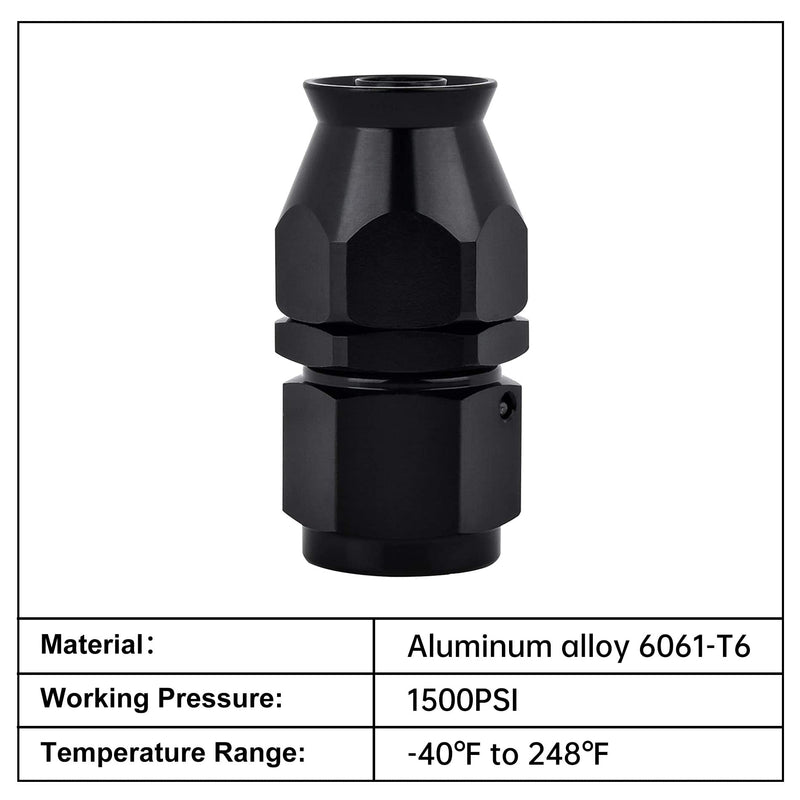 EVIL ENERGY 6AN PTFE Hose End Fitting Straight Black for PTFE Hose Only 4PCS
