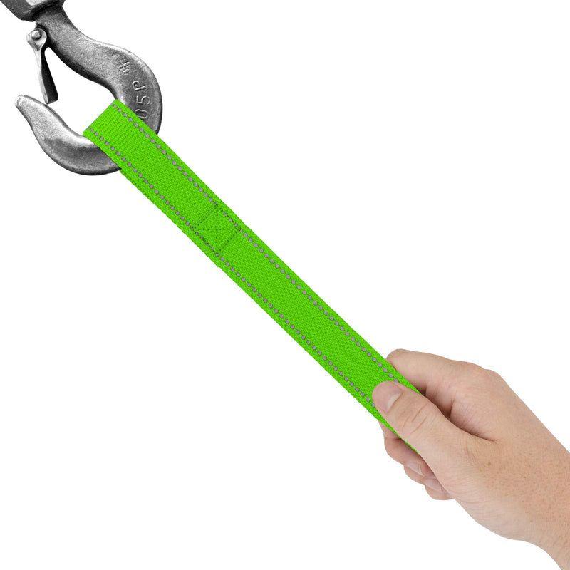 Country Brook Design - 1 Inch Winch Hook Pull Strap with Reflective Nylon - Hot Green 1'' Hot Lime Green
