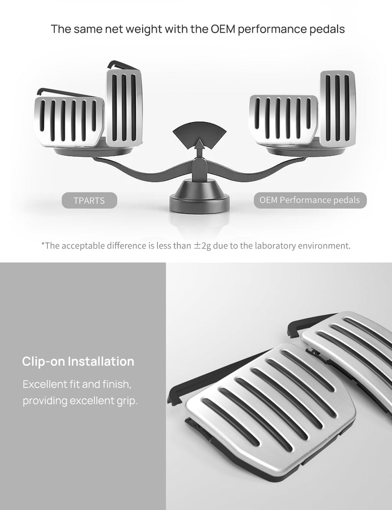 TPARTS Aluminum Self-Flip Lock Performance Pedal Sets Accelerator Brake Pedals Cover for Tesla Model 3 Highland 2024 Non-Slip Protector Accessories Foot Pedal Pad Replacement M3 Highland 2024