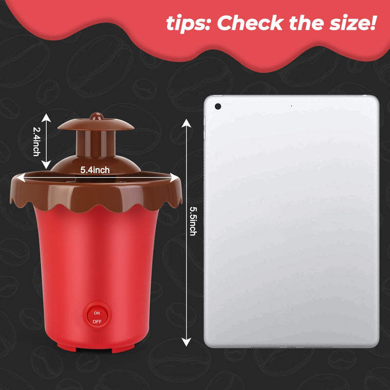 Chocolate Fountain Machine, Removable Cheese for Chocolate, Candy, Butter, Portable Chocolate Melt Machine for Party, Camping, Dessert Table, Birthday, Wedding (Red) Red