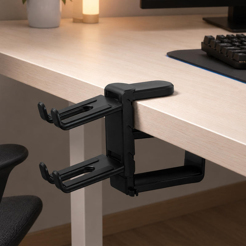1 Rotating Headphone Stand 360 Swivel Adjustable Clamp On Desk Hanger Universal Gaming Office Accessories Black
