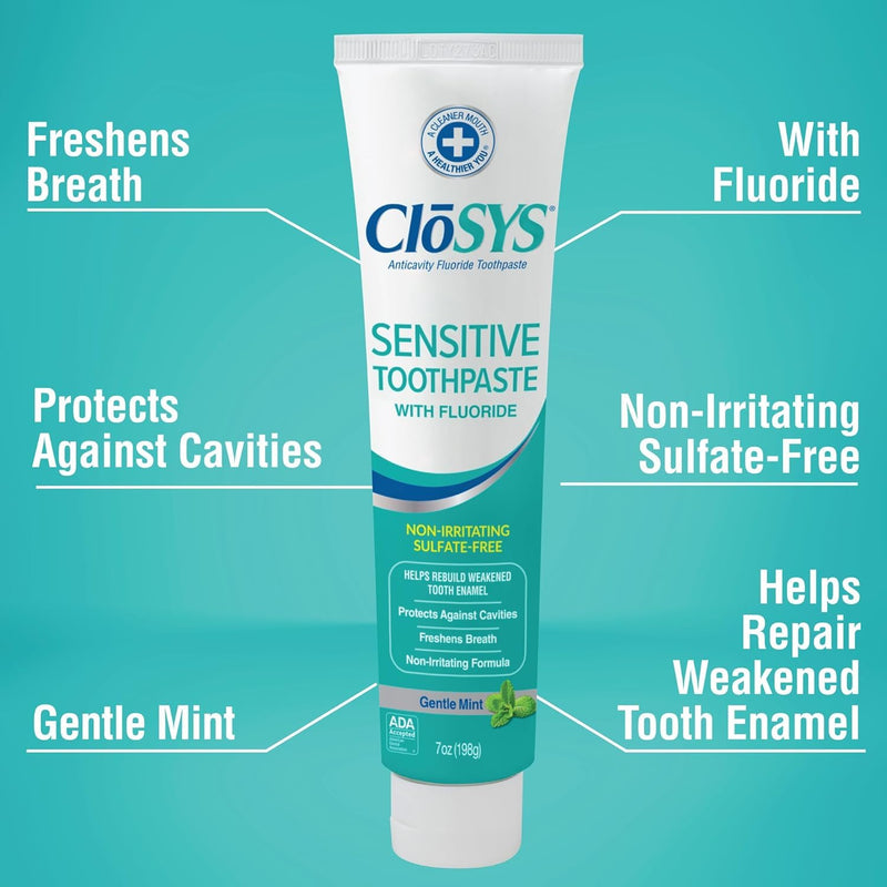 CloSYS Fluoride Toothpaste, 7 Ounce (Pack of 3), Gentle Mint, Whitening, Enamel Protection, Sulfate Free 7 Ounce (Pack of 3)