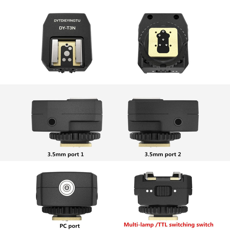 DY-T3N for Nikon Camera Flash Hot Shoe Adapter Mount Top-Mounted Expansion Accessory: Multi-Flash synchronous Shooting with Cable Converter A Set with 3 Wires (DY-T3N N03) DY-T3N N03
