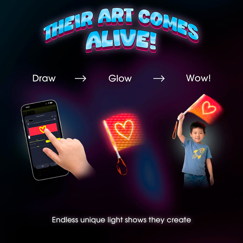 Ignis Pixel 32 Programmable LED Light Stick, 32 RGB Pixels, App Control, Custom Pictures and Animations, USB-C Rechargeable, 11 Inches, Glow Wand for Parties, Concerts, Night Light 32 LED / 11 in