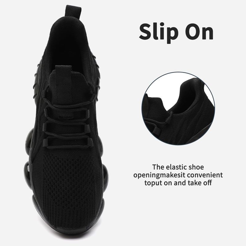 Men's Running Shoes Walking Sneakers Breathable Non Slip Fashion Casual Sport Shoe with Air Cushion Sole Gym Training for All-Day Comfort 10 All_black