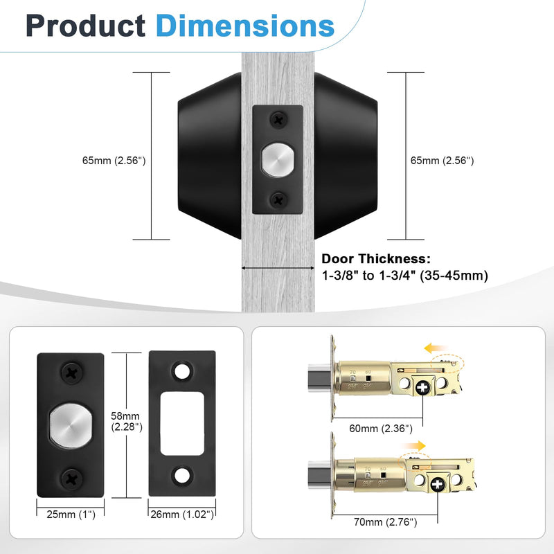 1 Pack Double Cylinder Deadbolts Flat Black, Keyed Two Sides Deadbolt Lock, Matte Black Interior & Exterior Door Hardware (for Entrance Lock and Front Gate) 1
