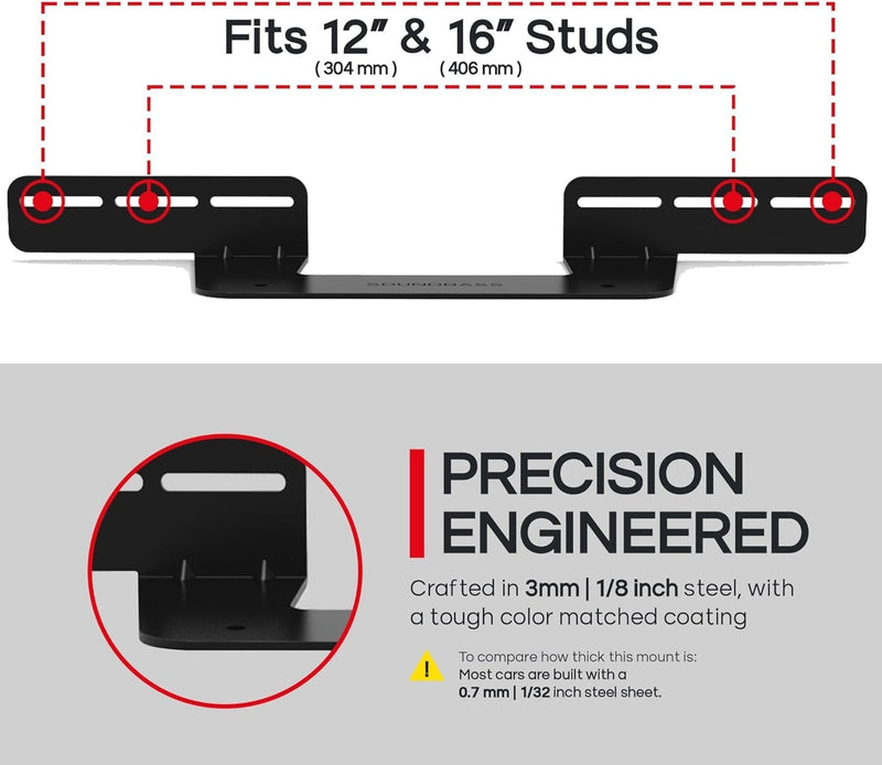 Sound Bass Soundbar Mount for Sonos Beam Compatible with Generation 1 & 2 Sonos Beam Sound Bar Includes All Necessary Mounting Hardware, Mounts Bracket, Black