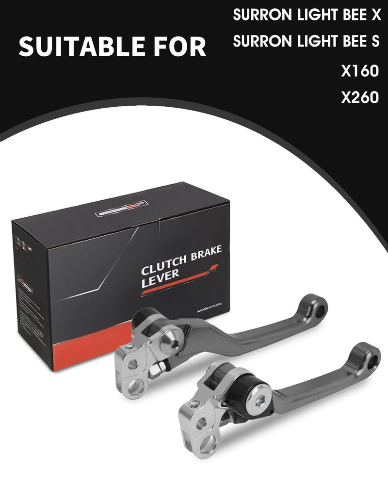 JFG RACING Brake Levers for Surron Light Bee,Foldable Adjustable Clutch Lever Handle Levers Replacement for Electric Dirt Bike Sur Ron Light Bee X/Light Bee S/X160/X260-Titanium