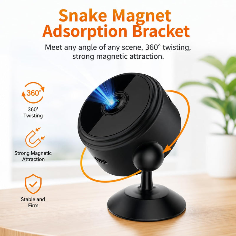 Hidden Camera，Spy Camera,1080p HD Mini WiFi Cam with Night Vision | PIR Motion Detection - Nanny Cam for Baby/Pet/Home/Office Black