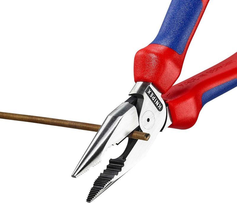 KNIPEX 08 22 185 Pointed Combination Pliers with Comfort Handles Black Atramentized 185 mm