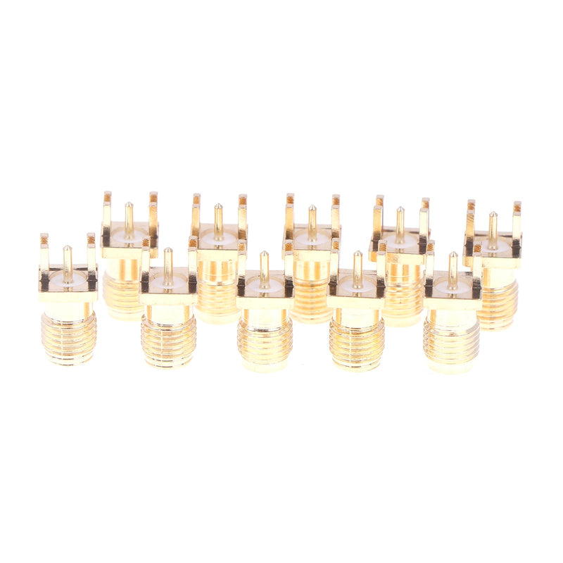 Packet of 10 SMA Female Jack Converters; Solder PCB Board Edge Mount SMA Female Socket Adapters.