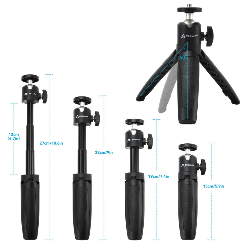 Creality Extension Pole Tripod, Mini Selfie Stick Tripod Stand Handle Grip for CR-Scan Otter/Raptor 3D Scanner, Suitable for Handheld Scanning, Fixed Camera Position Scanning